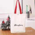 Christmas red cotton canvas tote bags with handle